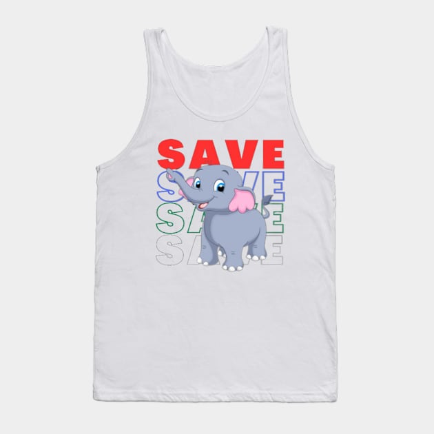 Save Elephant Tank Top by Jerry the Artist